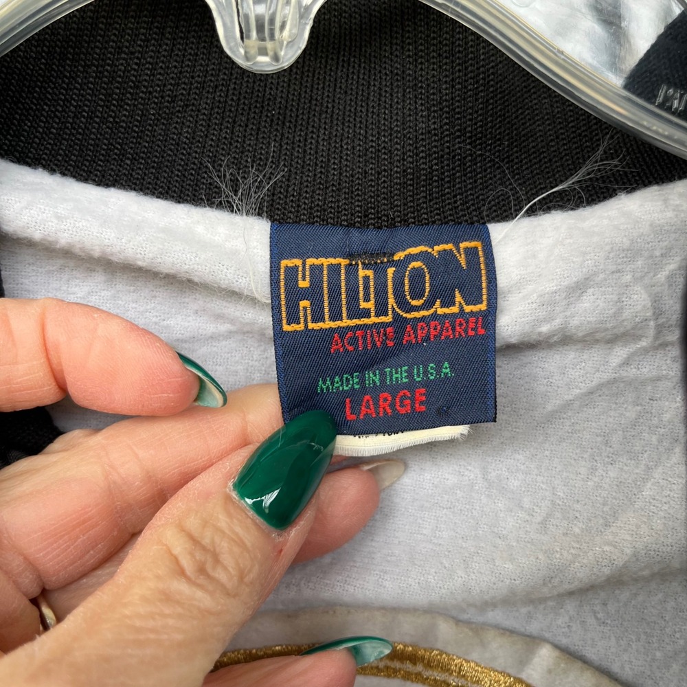 Vintage Hilton 92 Corvette Bomber Jacket Mens Large Black Satin Racing Made USA - Picture 3 of 8